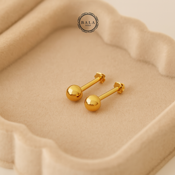 18K Ear Pin Balls Pair