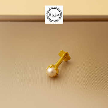 18K Nose Pin With Pearl
