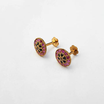 Pink&black stoned Ear Stud’s