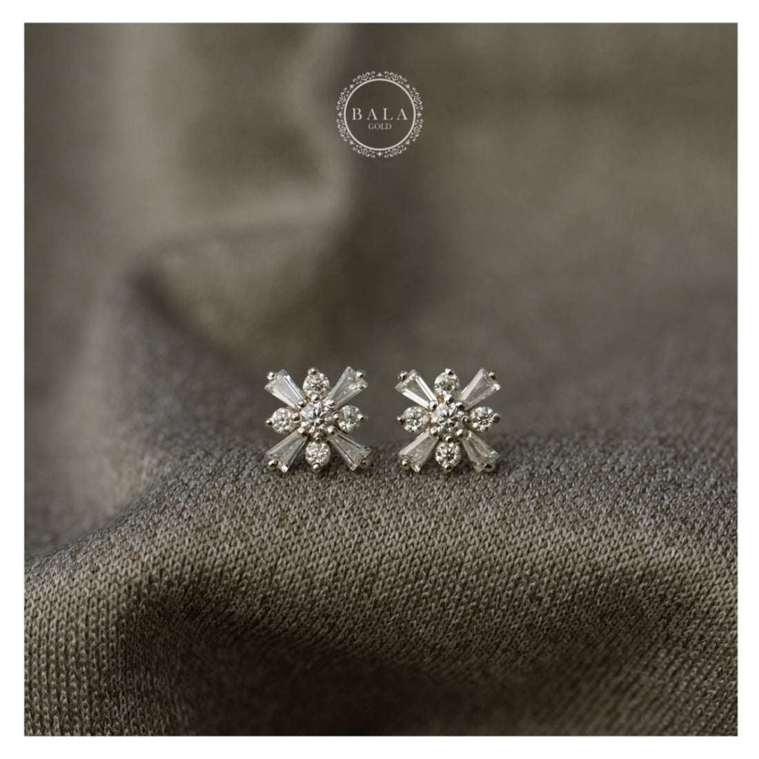 Diamond Cut Ear Studs pair