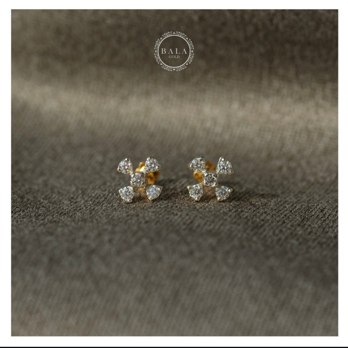 Diamond Cut Ear Studs pair