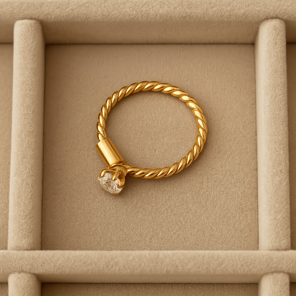 18K Twisted Nose Ring Single Stone