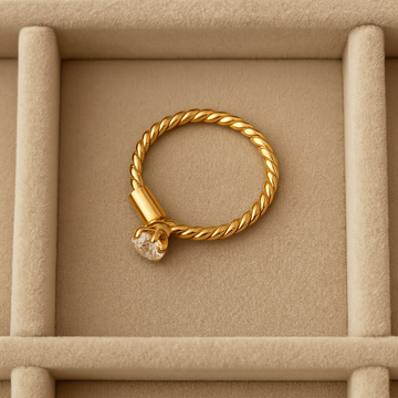 18K Twisted Nose Ring Single Stone