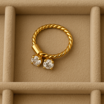 18K Twisted Nose Ring Double Stone