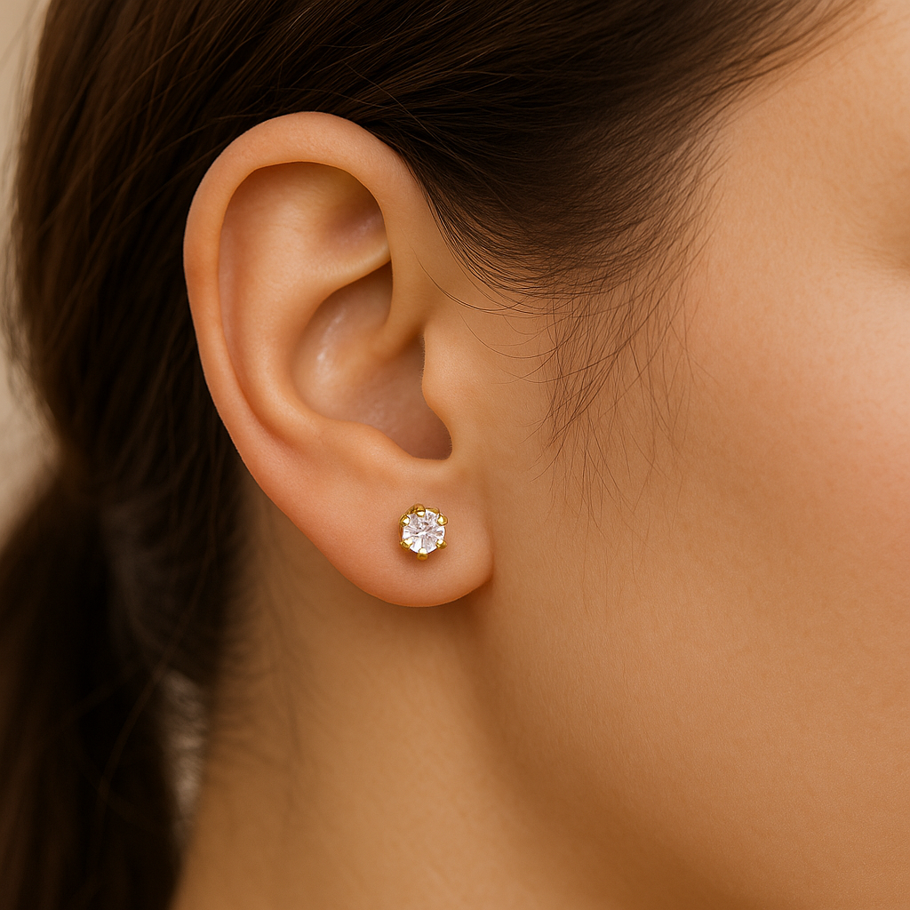 Ear Pin With Single Stone Paired