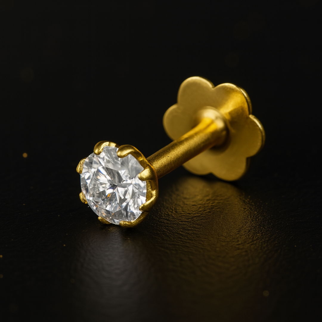 18K Nose Pin Single Stone (KOKA)