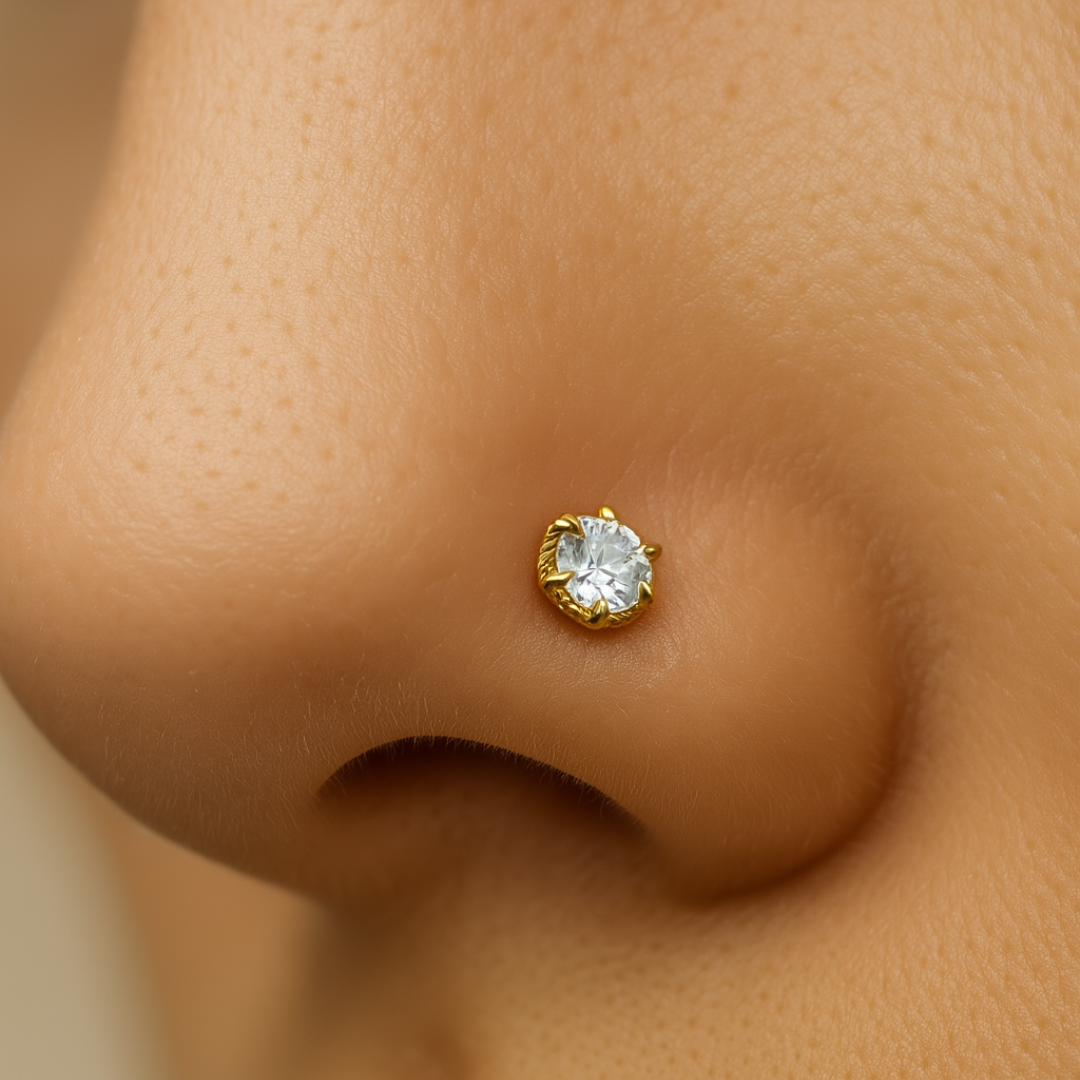 18K Nose Pin Single Stone (KOKA)